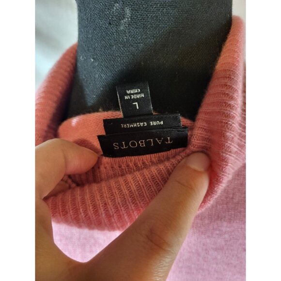 Talbots Pure Cashmere Sweater L Pink Perfect Turtleneck Soft Cozy Comfy - Picture 6 of 6